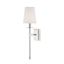 Transitional Style Polished Nickel 1-Light Wall Sconce with White Shade