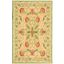 Beige and Green Floral Hand-Knotted Wool Area Rug