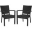 Sleek Black Wicker and Aluminum Outdoor Arm Chair, Set of 2