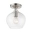 Brushed Nickel 1-Light Semi-Flush Mount with Clear Glass Shade