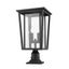 Black Glass Panel Outdoor Lantern Post Light