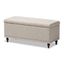 Kaylee Beige Button-Tufted Storage Ottoman Bench with Silver Nailheads