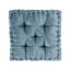 Aqua Chenille Tufted Square Floor Cushion with Scalloped Edge