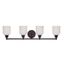 English Bronze 4-Light Vanity Bar with White Opal Shades