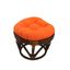 Round Tufted Rattan Footstool with Orange Cushion