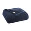 Cozy Twin-Size Sherpa Reversible Blanket in Navy with Velvet Trim