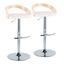 White and Natural Wood Adjustable Swivel Bar Stools, Set of 2