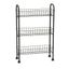 Slim Black Steel 3-Shelf Rolling Laundry Cart