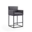 Ambassador 38" Grey and Black Leather Metal Barstool