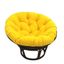 42" Walnut Rattan Papasan Chair with Yellow Cushion