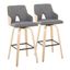 Stella 30" Light Gray/Natural/Black Swivel Bar Stool Set