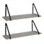 Soloman 30" Gray and Black Wood Wall Shelves with Metal Brackets, Set of 2