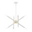 Mini White Crystal 8-Light Chandelier with Polished Brass Accents