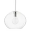 Polished Nickel Glass Globe Pendant Light, 16" Wide