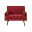 Frankie Plush Red Rubberwood Mid-Century Modern Club Chair