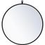 Contemporary Black Round Metal Frame Mirror with Hook, 21 Inch