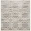 Ivory and Light Grey Hand-Knotted 59'' Square Synthetic Area Rug