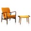 Bradley Mid-Century Yellow and Walnut Solid Wood Accent Chair and Ottoman