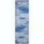 Reversible Silver and Blue Abstract Synthetic Area Rug