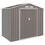 Gray Metal Outdoor Storage Shed with Vents and Sliding Doors