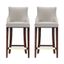 Light Gray Leatherette Upholstered Bar Stools with Beech Wood Legs, Set of 2