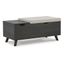 Gray Wood Upholstered Storage Bench with Tapered Legs