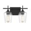 Matte Black and Clear Glass 2-Light Vanity Fixture