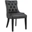 Black Tufted Faux Leather Upholstered Side Chair with Wood Legs