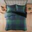 Full Green Plaid Faux Fur Down Alternative Comforter Set