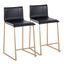 Elegant Gold Metal and Black Faux Leather Counter Stools, Set of 2