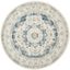 Ivory and Blue Round Floral High Pile Area Rug