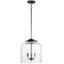 Acadia Black Seedy Glass 3-Light Drum Pendant