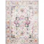 Ivory and Fuchsia Hand-Knotted Easy-Care Synthetic Area Rug, 6'7" x 9'2"