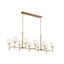 Brushed Brass 10-Light Linear Chandelier with Fabric Drum Shades