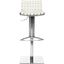 Mitchell White Woven Leather Adjustable Swivel Bar Stool