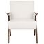 White Linen and Walnut Wood Arm Accent Chair