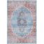 Blue and Orange 4' x 6' Washable Viscose Area Rug