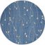 Light Blue Floral Round Synthetic Area Rug 5'3"