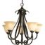 Torino 5-Light Forged Bronze Chandelier with Etched Glass