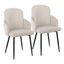 Set of 2 Cream Upholstered Dining Chairs with Black Metal Legs