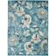 Turquoise Floral Synthetic Rectangular 5' x 7' Area Rug