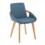 Cosmo Blue Fabric and Natural Wood Mid-Century Arm Chair