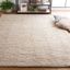 Beige Handmade Wool Tufted Shag Square Area Rug