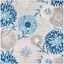 Grey/Blue Floral Easy-Care Square Synthetic Area Rug