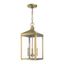 Antique Brass 3-Light Outdoor Pendant Lantern with Clear Glass
