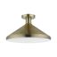 Antique Brass Cone Semi-Flush Mount Light with White Shade