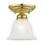 Polished Brass and White Alabaster Glass Flush Mount Light