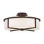 Elegant Bronze 4-Light Semi-Flush Drum Ceiling Fixture with Off-White Shade