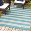 Aqua and Cream Striped Synthetic 4' x 6' Rug