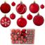 Red Shatterproof Plastic Christmas Ornament Set, 100 Pieces